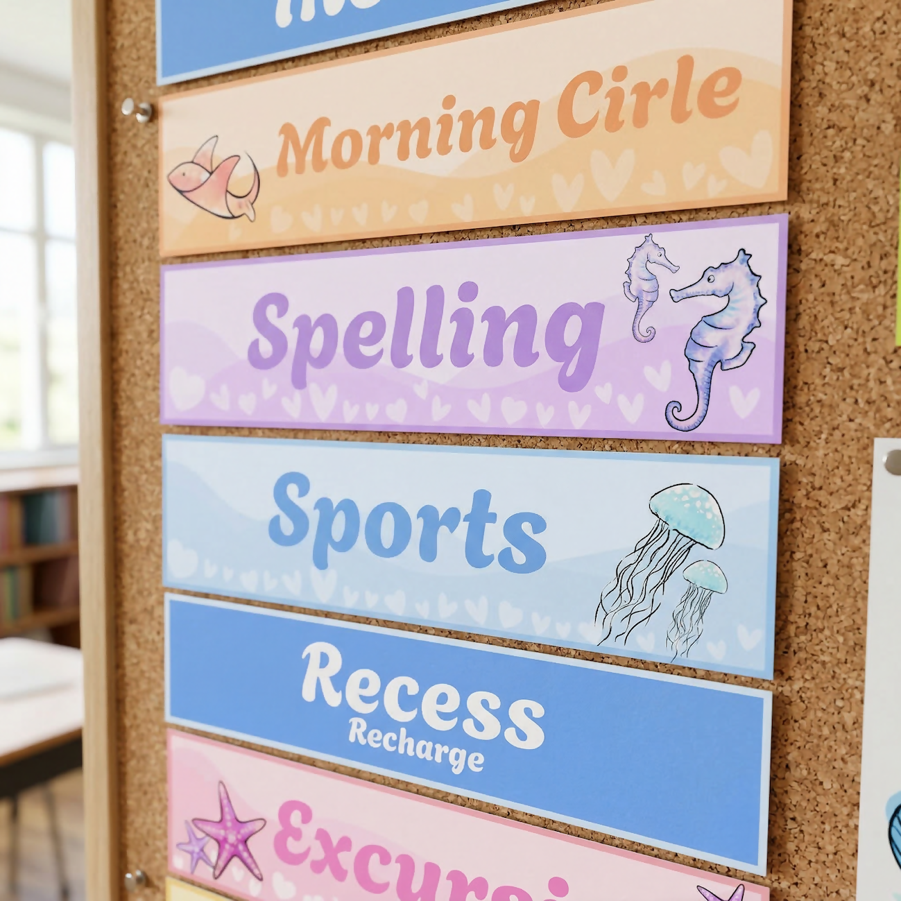 Classroom Schedule - Sweet Tides Ocean Pastel Decor