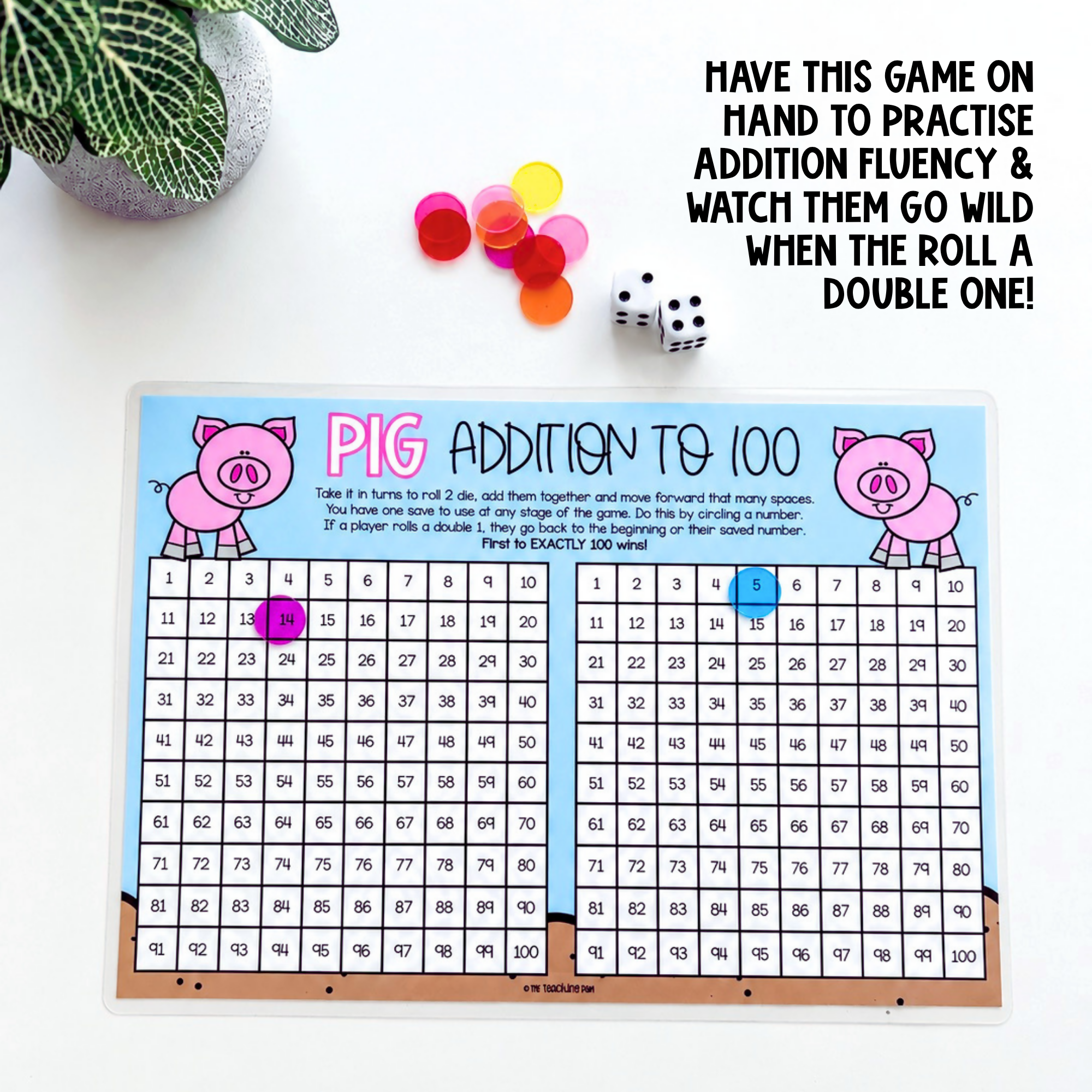 Free Addition Fluency Game | Pig Addition Game