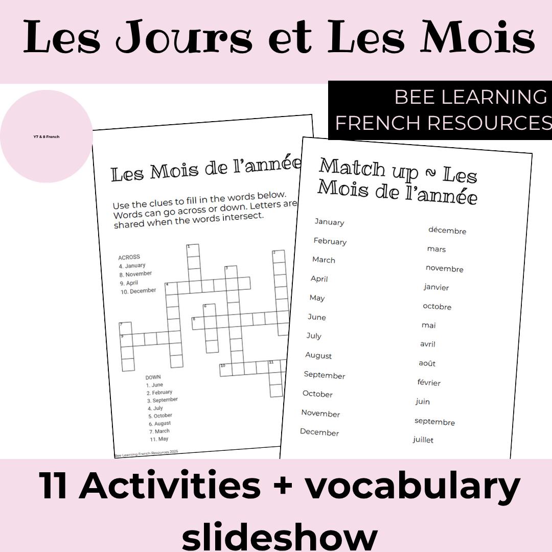 French Days & Months | Worksheets, Puzzles & Vocabulary Activities