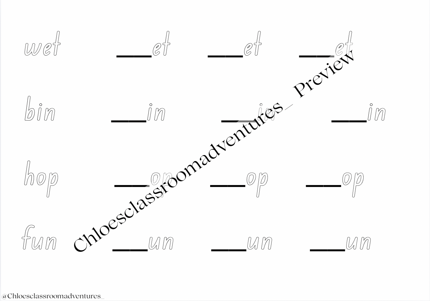 CVC Word Family Worksheets | EDITABLE