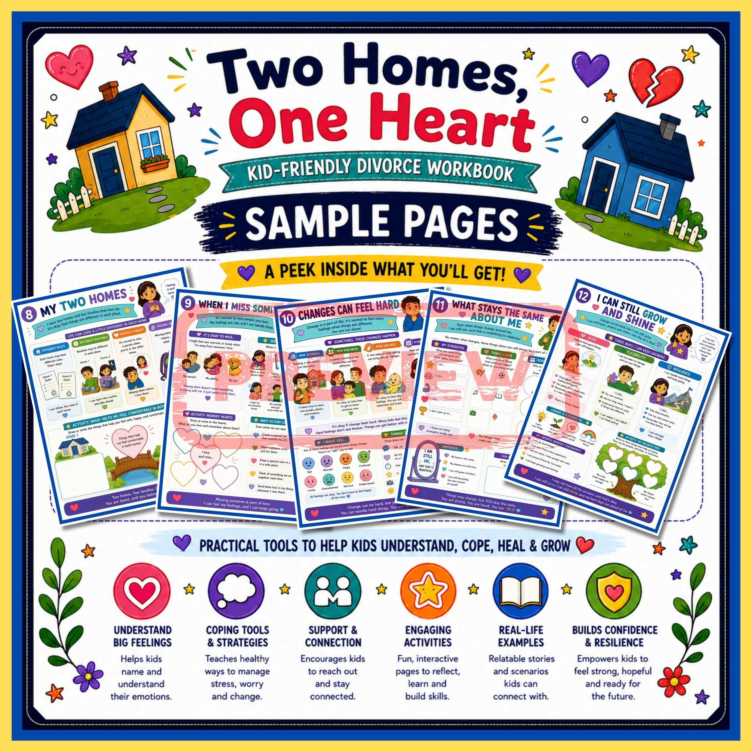 Divorce & Separation Workbook for Kids | Coping Skills, Feelings Activities SEL