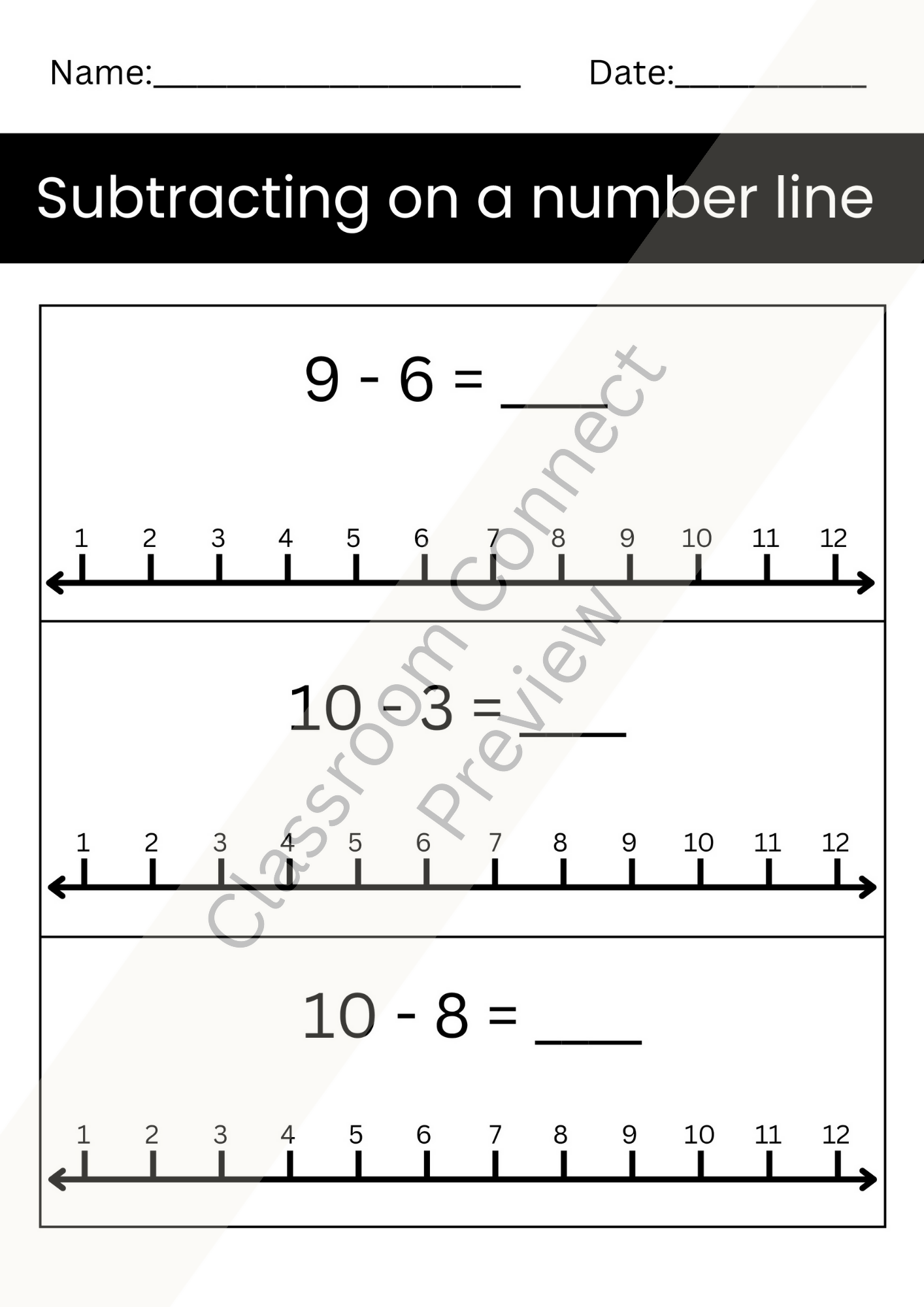 Number Line Addition and Subtraction BUNDLE | Printable Worksheets