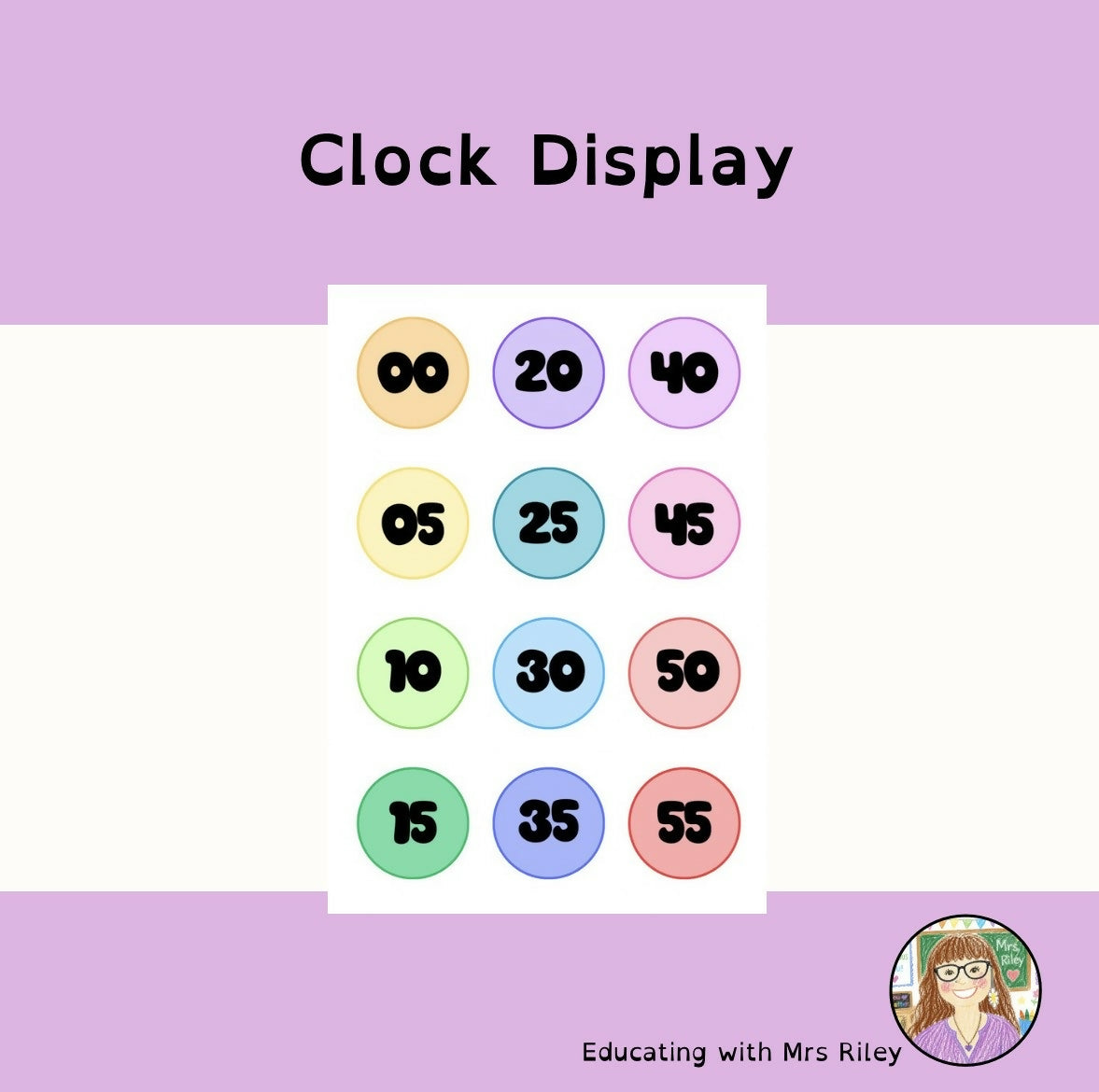 Clock Display - Colour with Black Writing