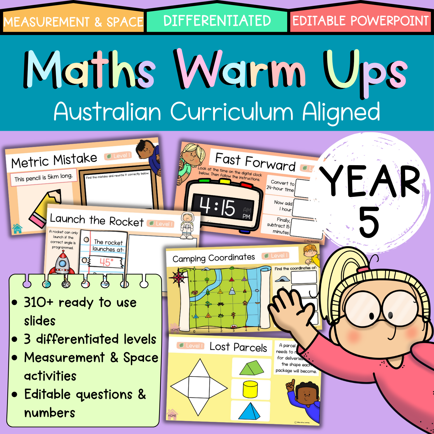 Year 5 Maths Warm Ups I Measurement & Space I Australian Curriculum V9