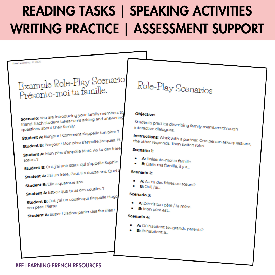 French Family Vocabulary | La Famille | Beginner Worksheets & Activities
