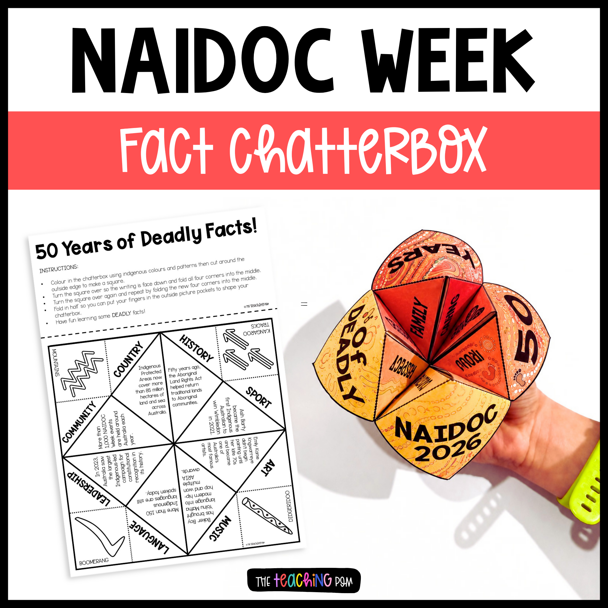 NAIDOC Week Chatterbox / Cootie Catcher / Fortune Teller | NAIDOC 2026 | 50 Years of Deadly