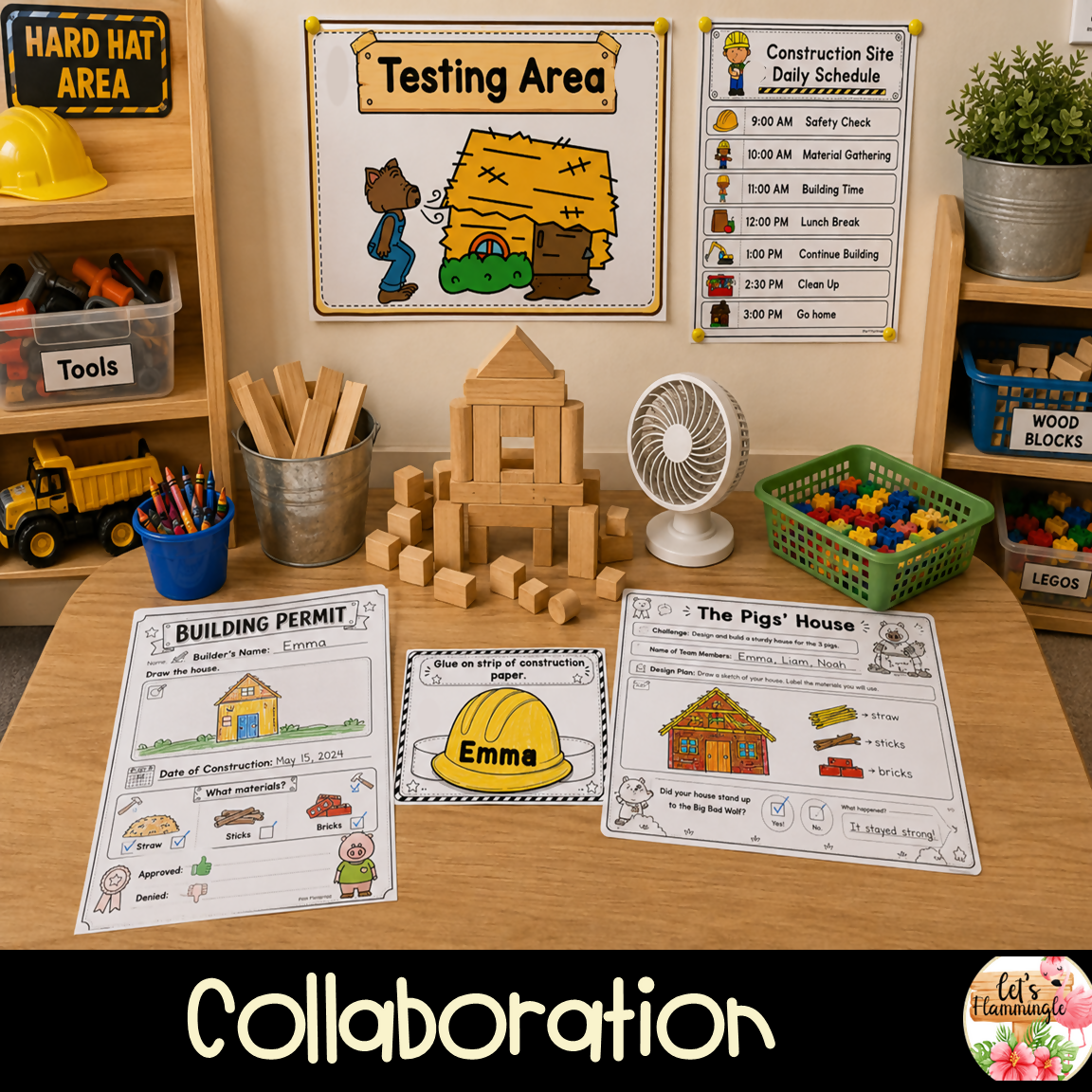 The Three Little Pigs Construction Theme Dramatic Play Stem Challenge Activities