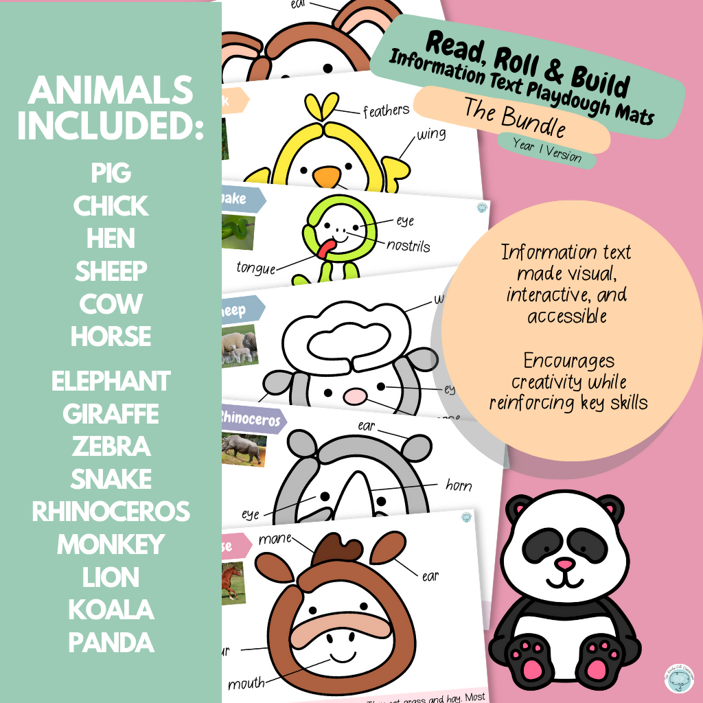 Information Playdough Mats BUNDLE | Year 1 | Farm & Zoo Animals