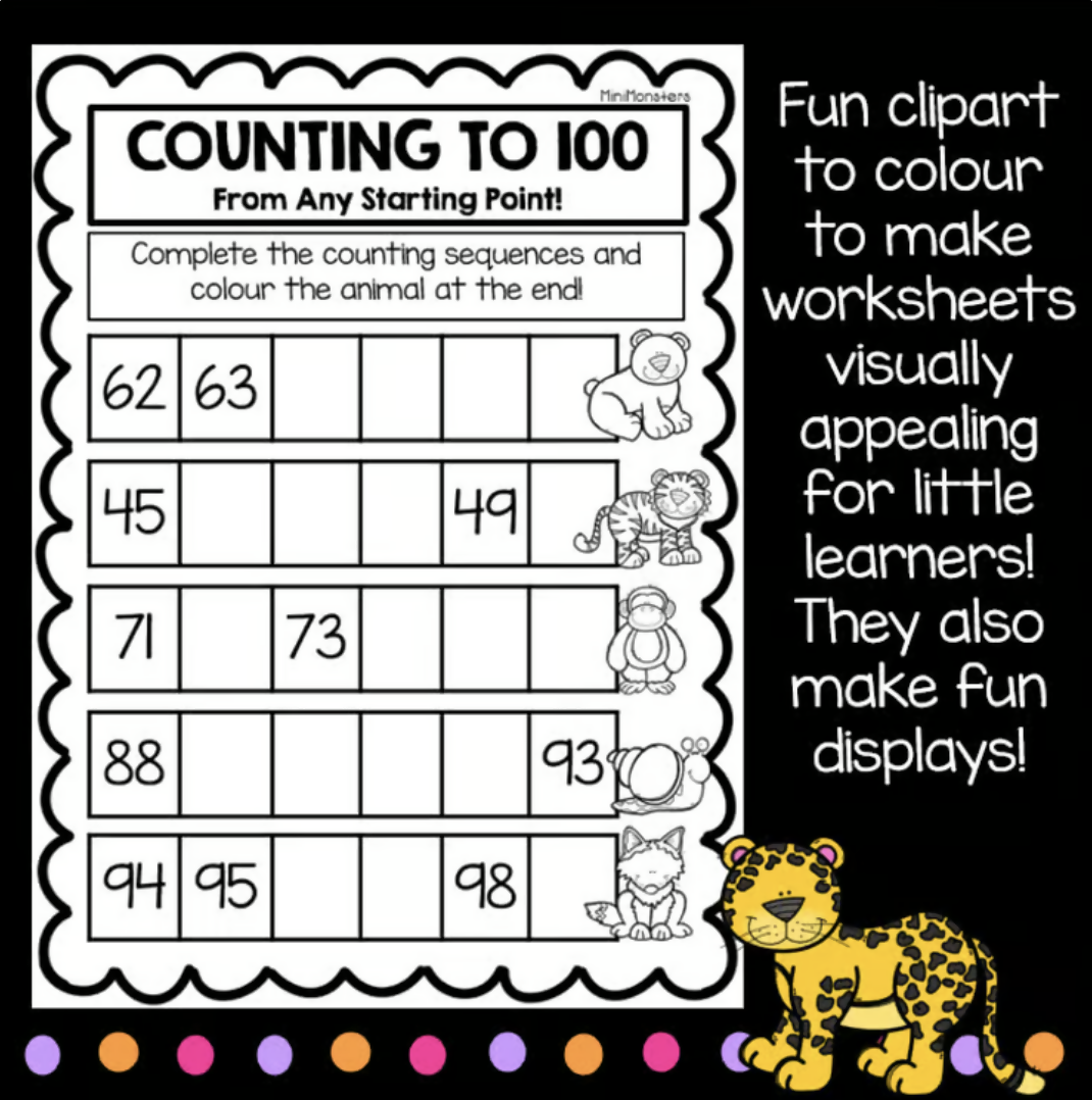 Counting to 100 Worksheets | Number Sequences | Year 1 Australian Curriculum Maths