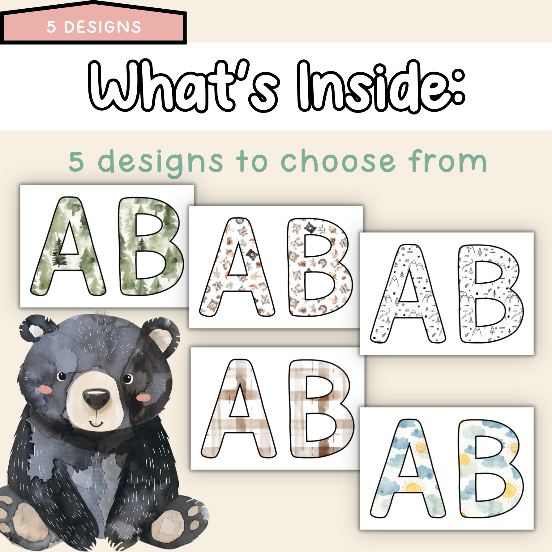 Forest Friends Bulletin Board Letters | Editable Lettering Pack Decor Woodland