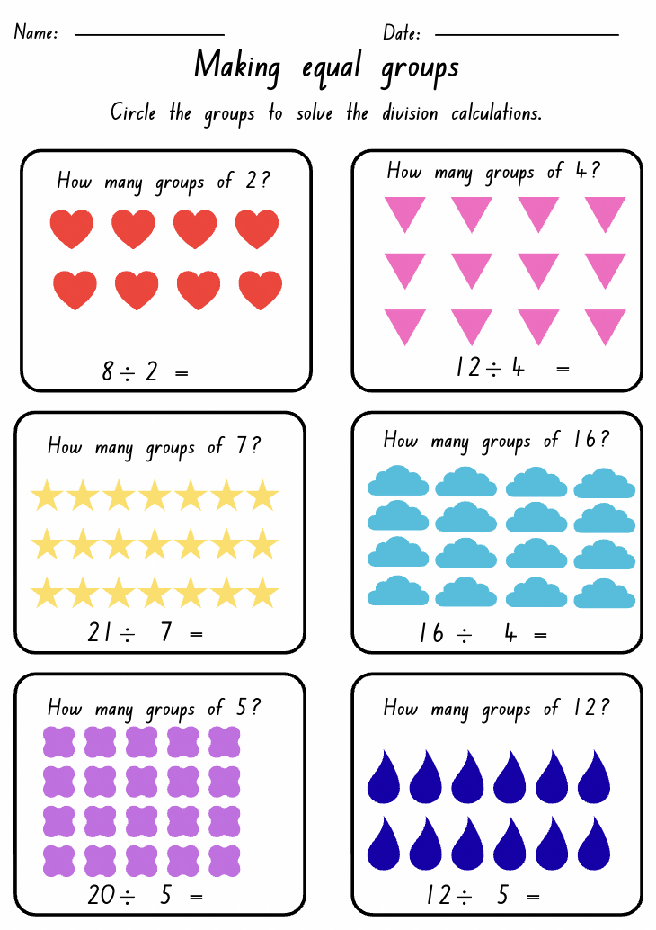 Making Equal Groups | Year 2 Division Worksheet | Free | Print and Go!