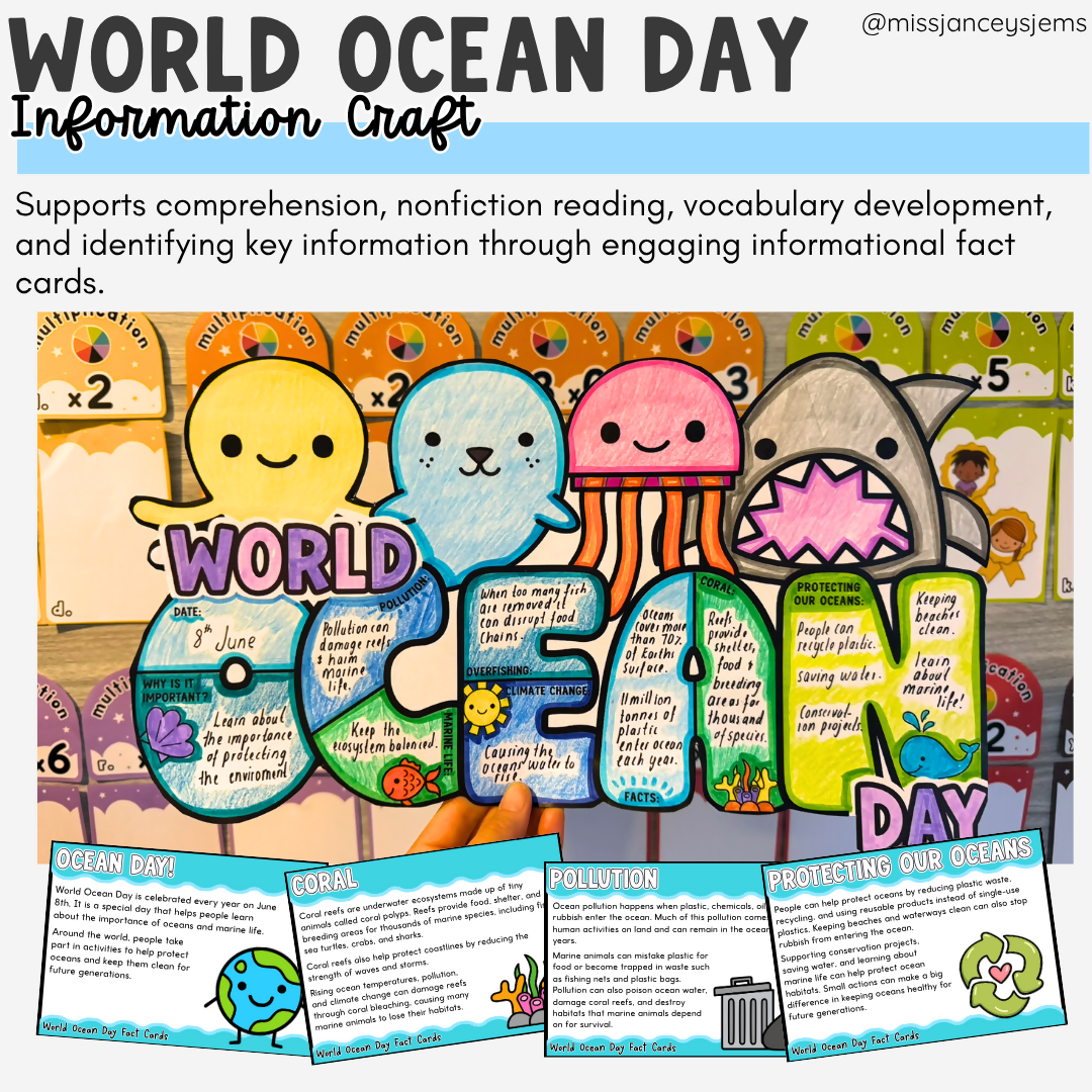 World Ocean Day Ocean Facts Craft | Ocean Conservation Activity & Craft Display