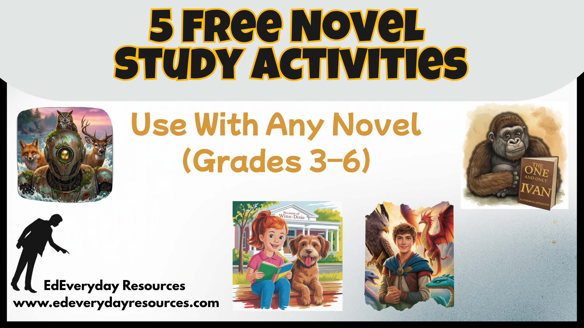 5 FREE Novel Study Activities | Reading Graphic Organizers | Any Novel | Grades 3–6 | PDF + Editable PPT