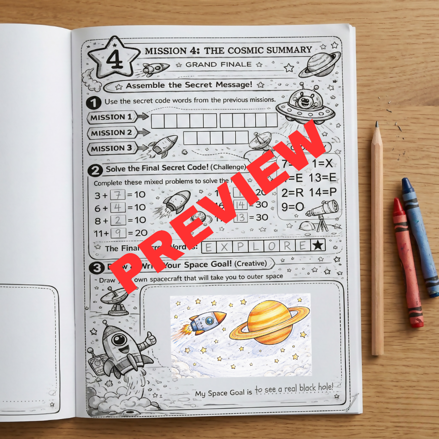 Crack the Code Addition Worksheets: Space Theme 1st & 2nd Grade