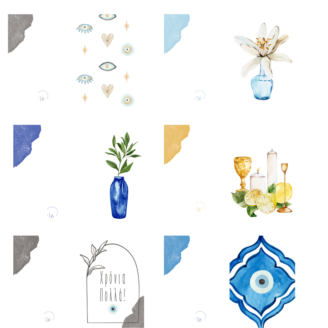 Printable Greek Greeting Cards – Set of 7 Designs