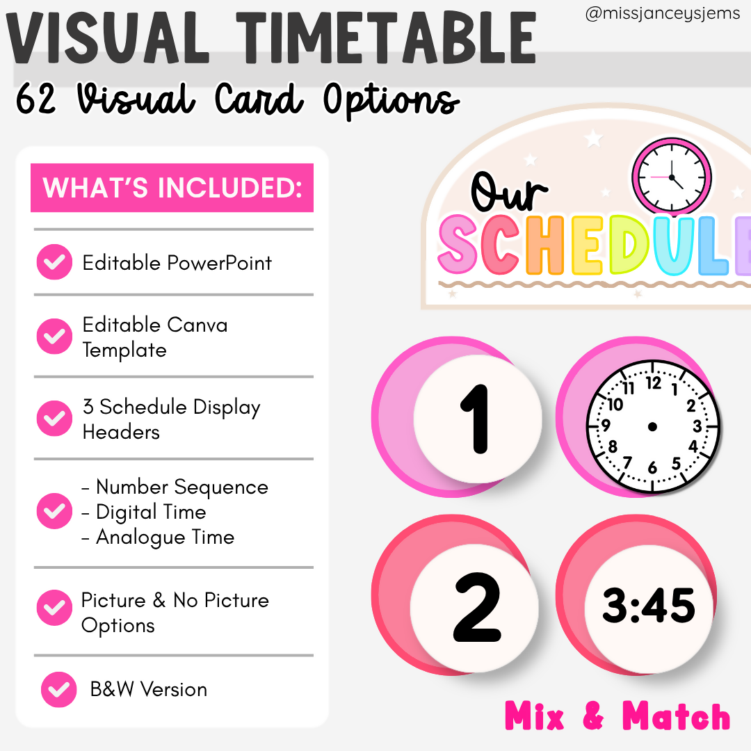 Classroom Schedule Cards | Editable Visual Timetable & Daily Routine Display