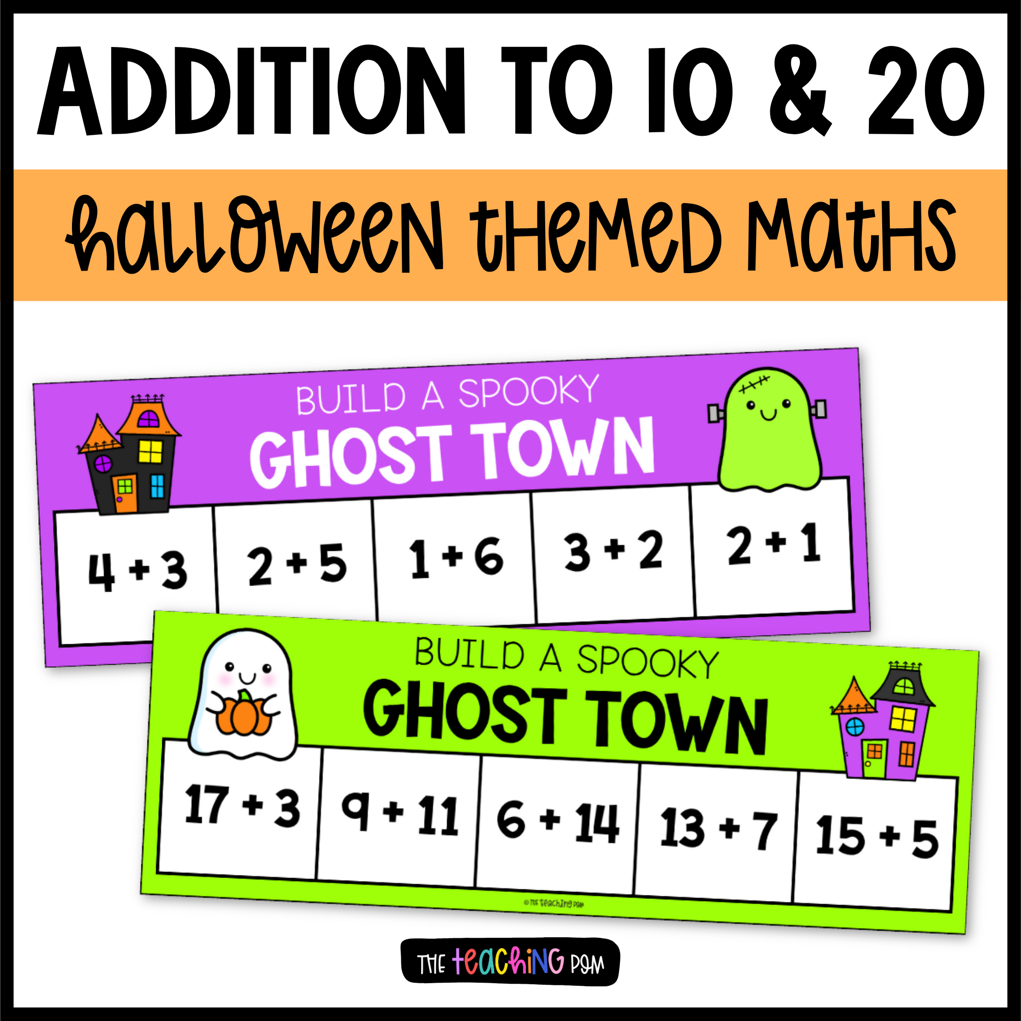 Halloween Addition to 10 & 20 | Build a Spooky Ghost Town Math Activity
