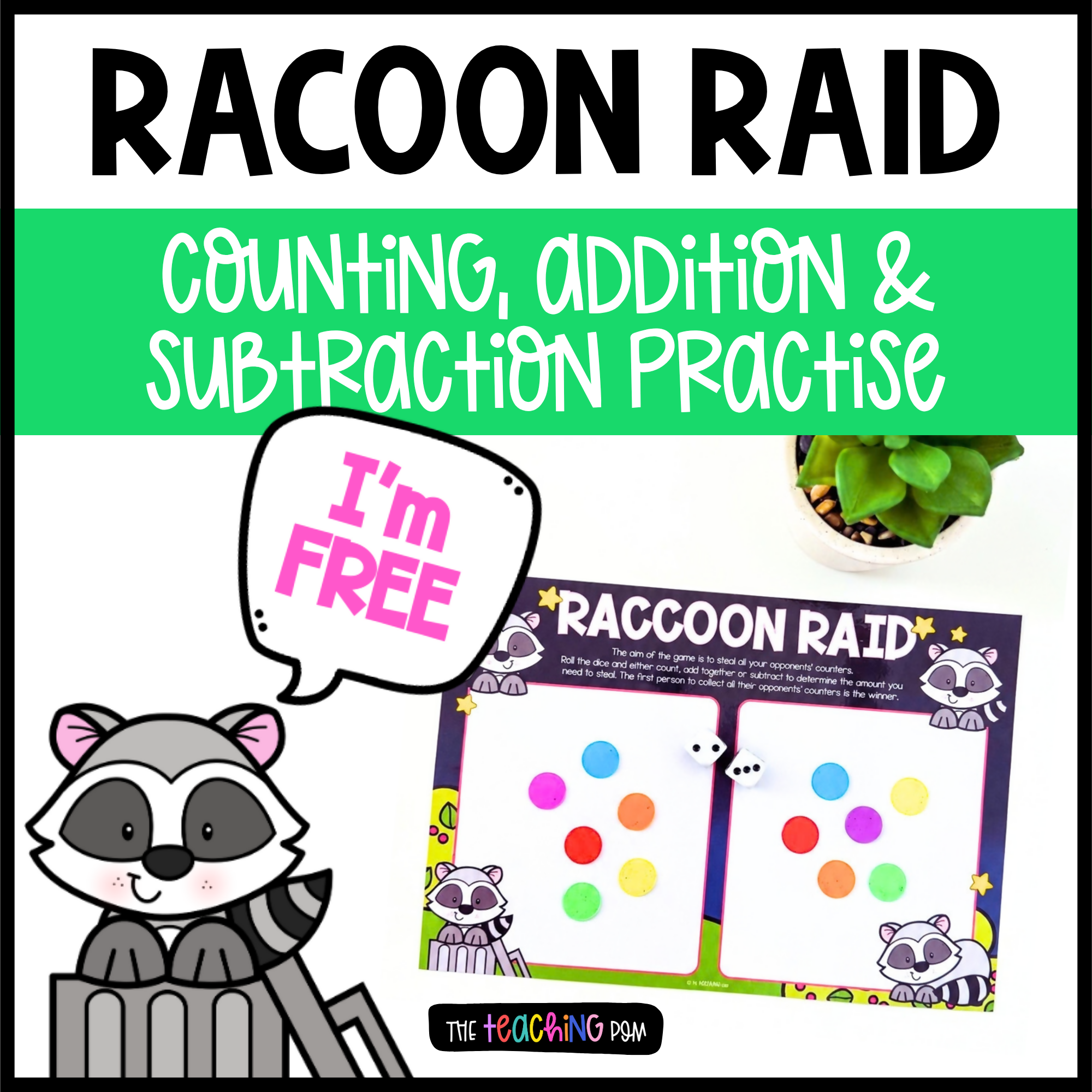 FREE Raccoon Raid | Counting, Subitising, Addition & Subtraction Practise