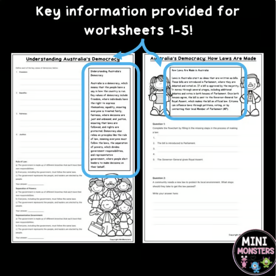 Australian Government Worksheets | Year 6 HASS Civics and Citizenship | Lesson Plans + Answer Keys