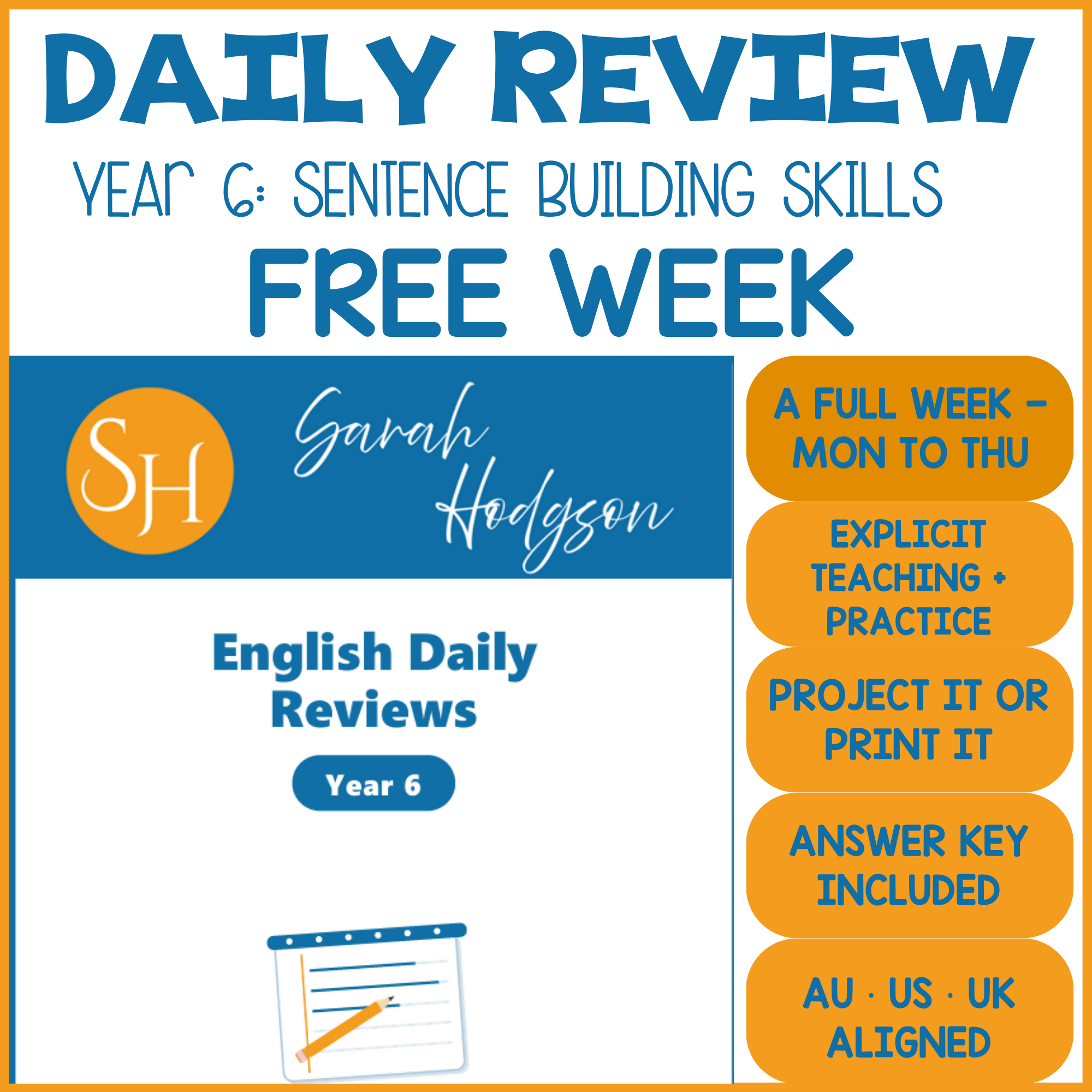 Year 6 English Daily Reviews | FREE Week | Set 1: Sentence Building Skills