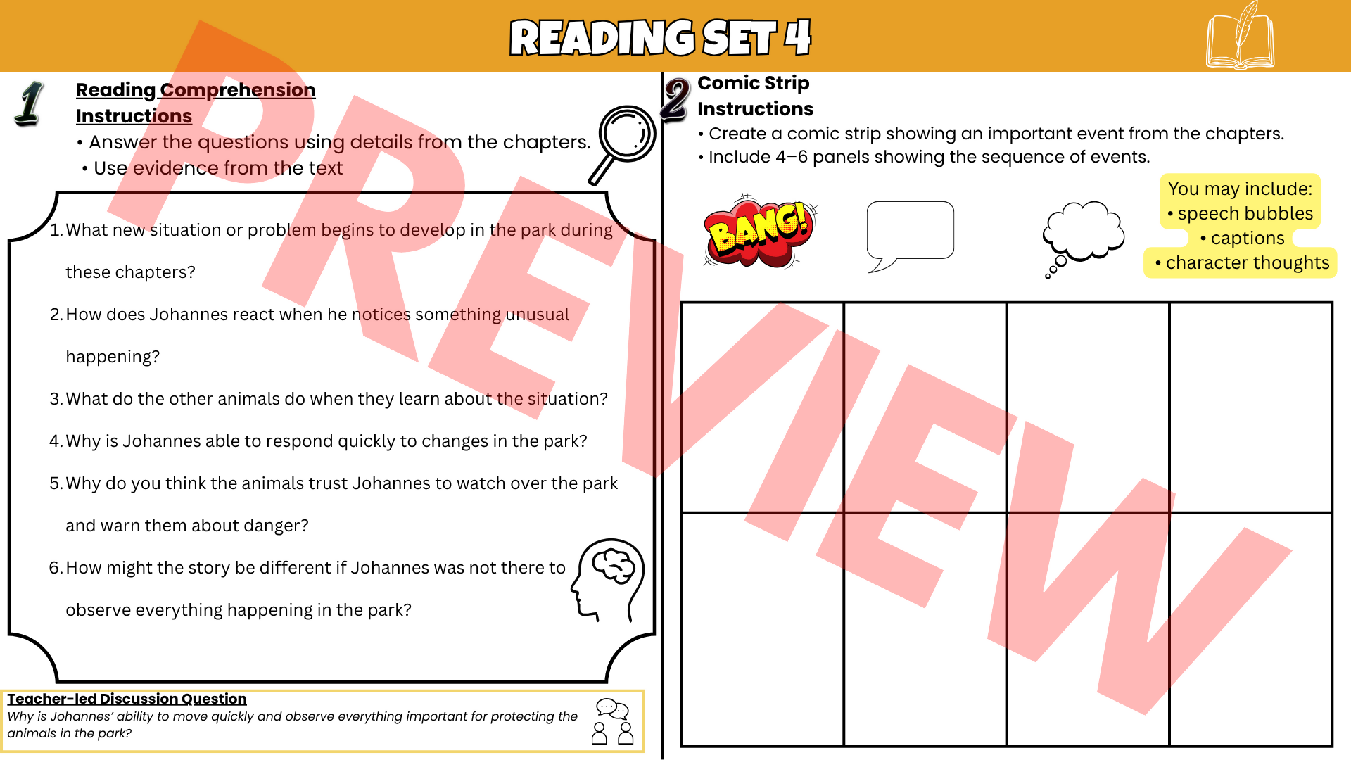 The Eyes and the Impossible Novel Study Unit | Comprehension Questions, Vocabulary & Activities | Grades 3–6