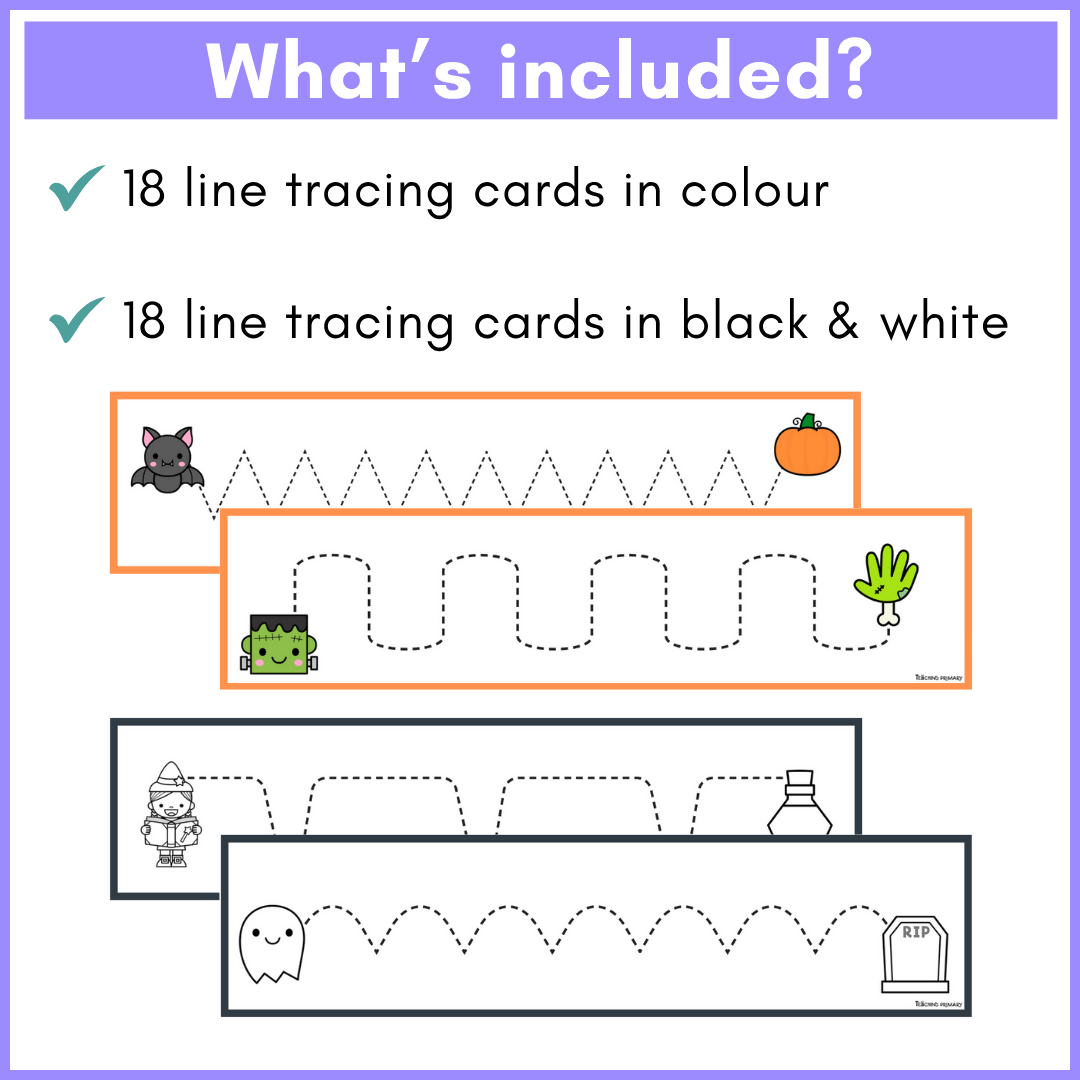 Pre Writing Line Tracing Cards Halloween