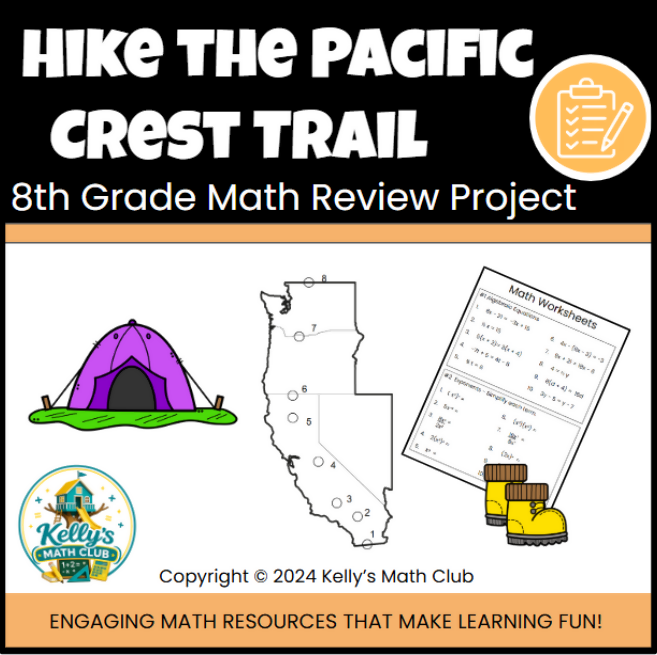 8th Grade Math Review Project PBL- Hike The Pacific Crest Trail - Google Slides and Power Point