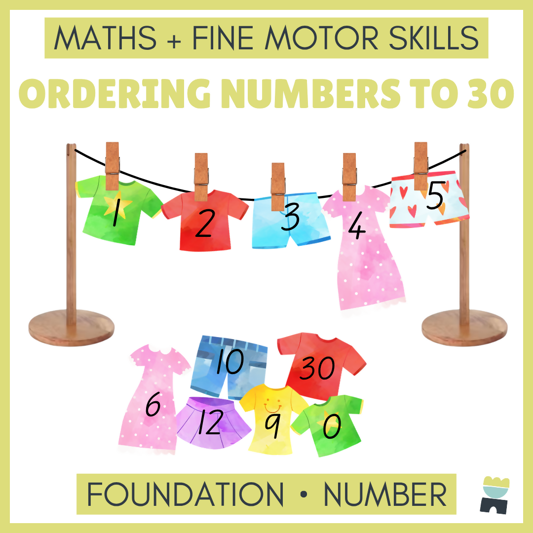 0-30 Ordering Numbers Clothes Line | Identifying Numbers | Fine Motor