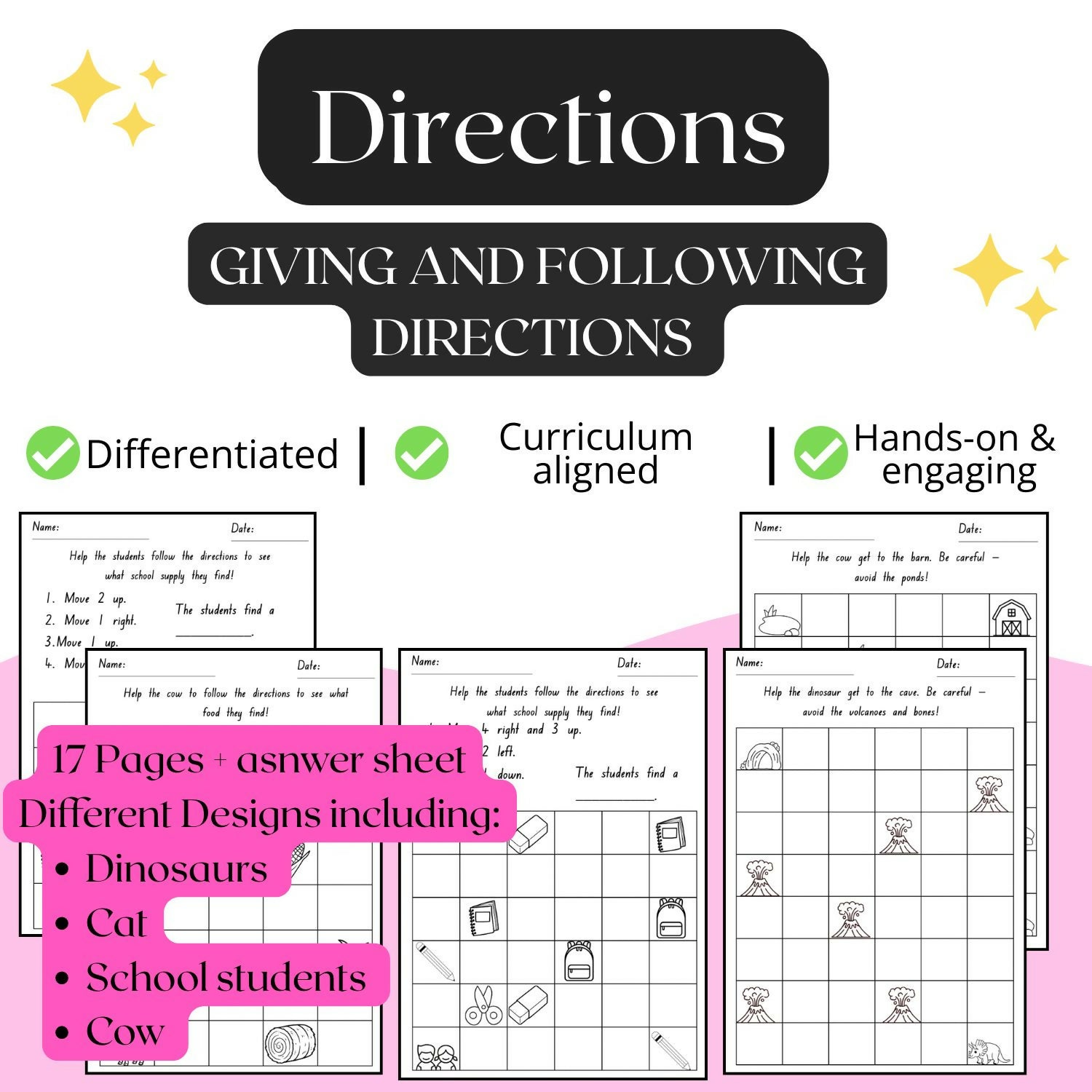 Giving and Following Directions | No Prep Directional Language Activities | Curriculum Aligned