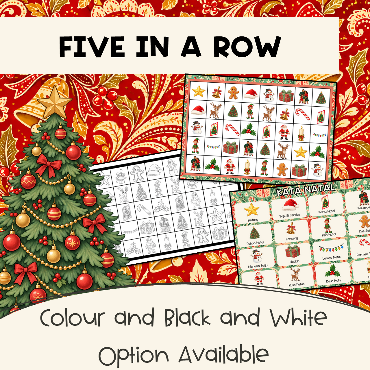 Indonesian Christmas Games | Memory, Snap, Guessing Cards & Five in a Row