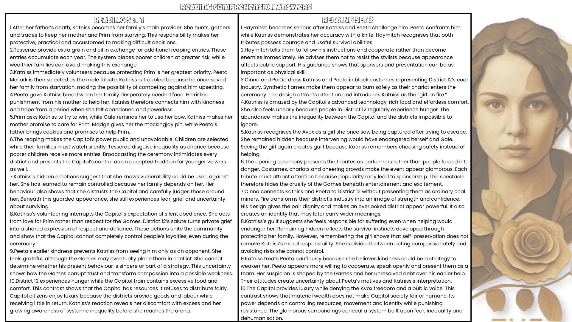 The Hunger Games Novel Study Reading Comprehension PDF | 100 Questions + Answer Key | Suzanne Collins | Years 7–10