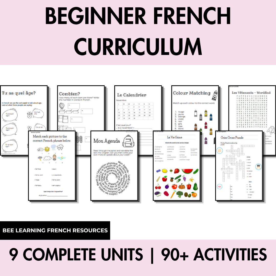 Beginner French Curriculum Bundle | 9 Units | Year 7–8