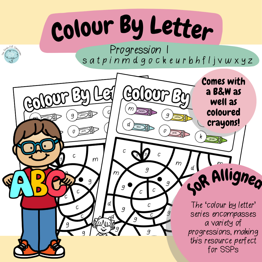 Colour by Letter - satpinmdgockeurbhfljvwxyz | Letter Recognition | Print & Go