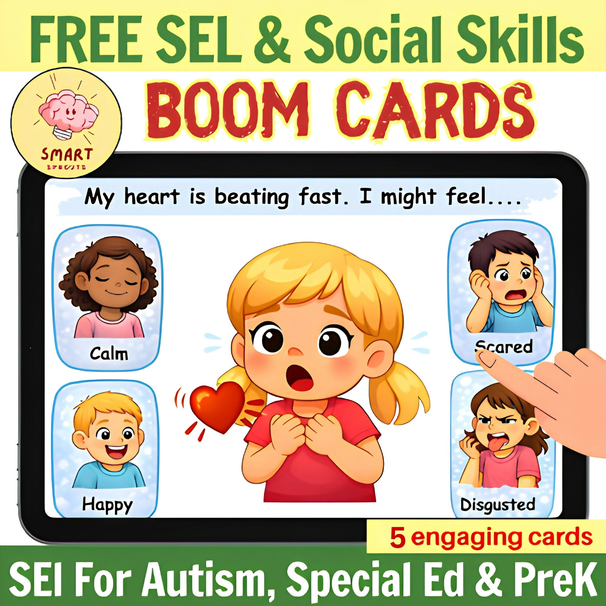 Try Before Buy: Digital Boom Cards Feelings & Personal Space (Autism/SpEd/PreK)