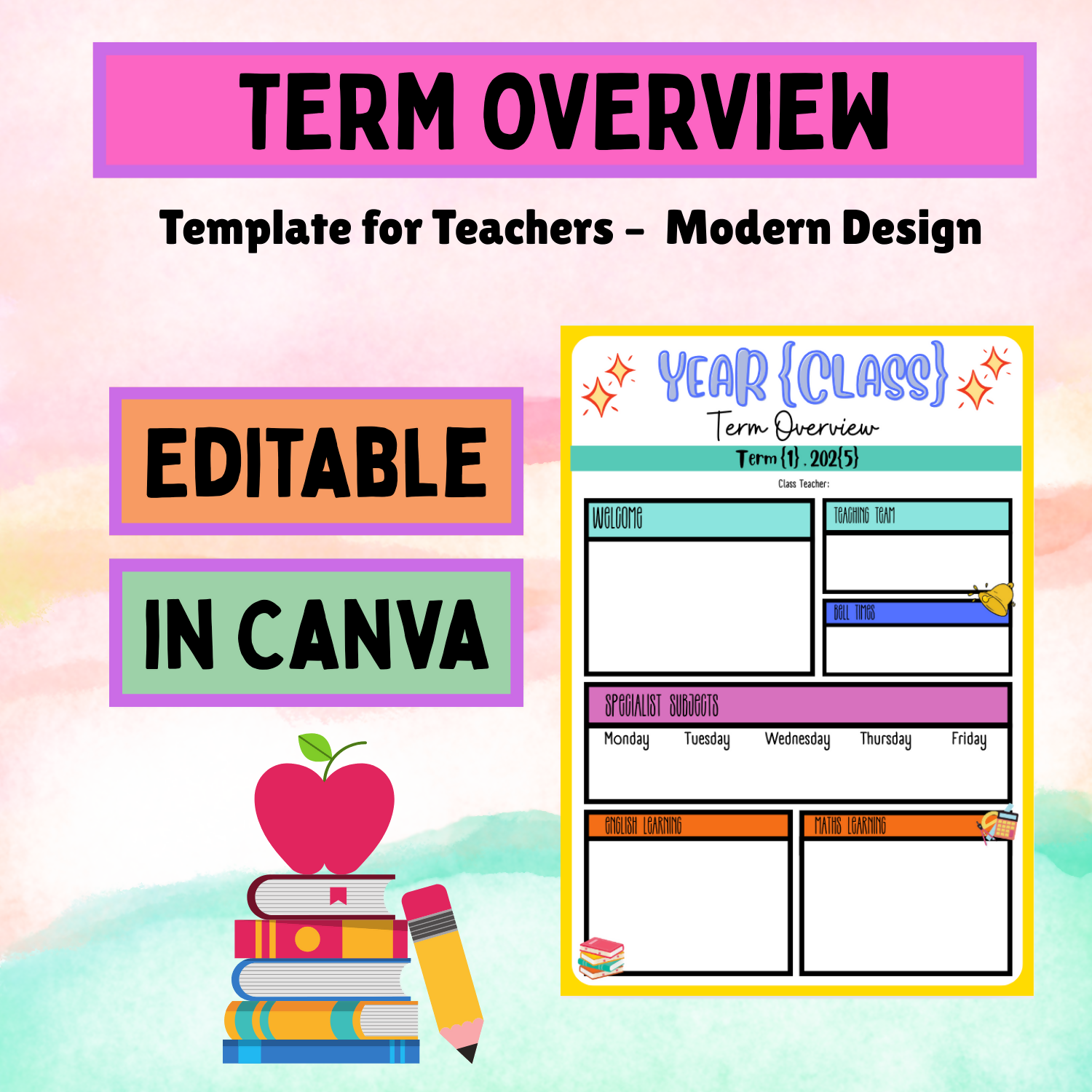 Term Overview Template for Teachers – Editable in Canva | Modern Design