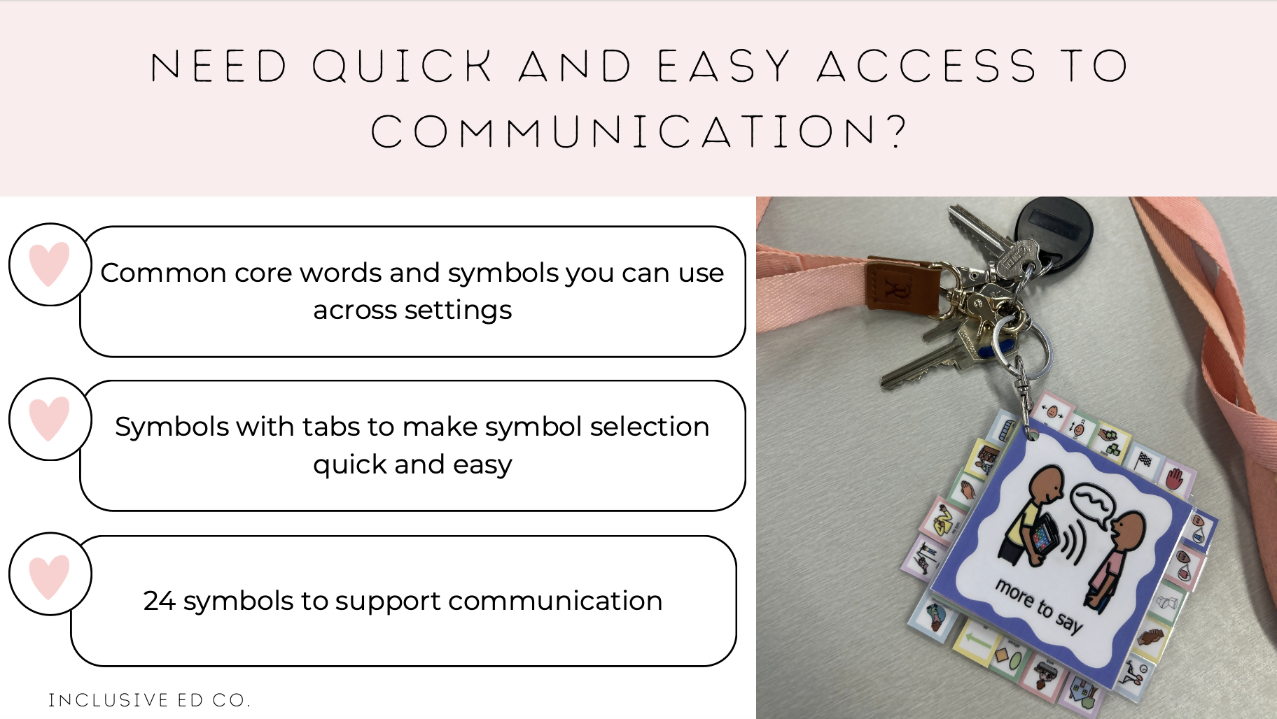 AAC Communication Cards for Lanyards | Core Word Visuals