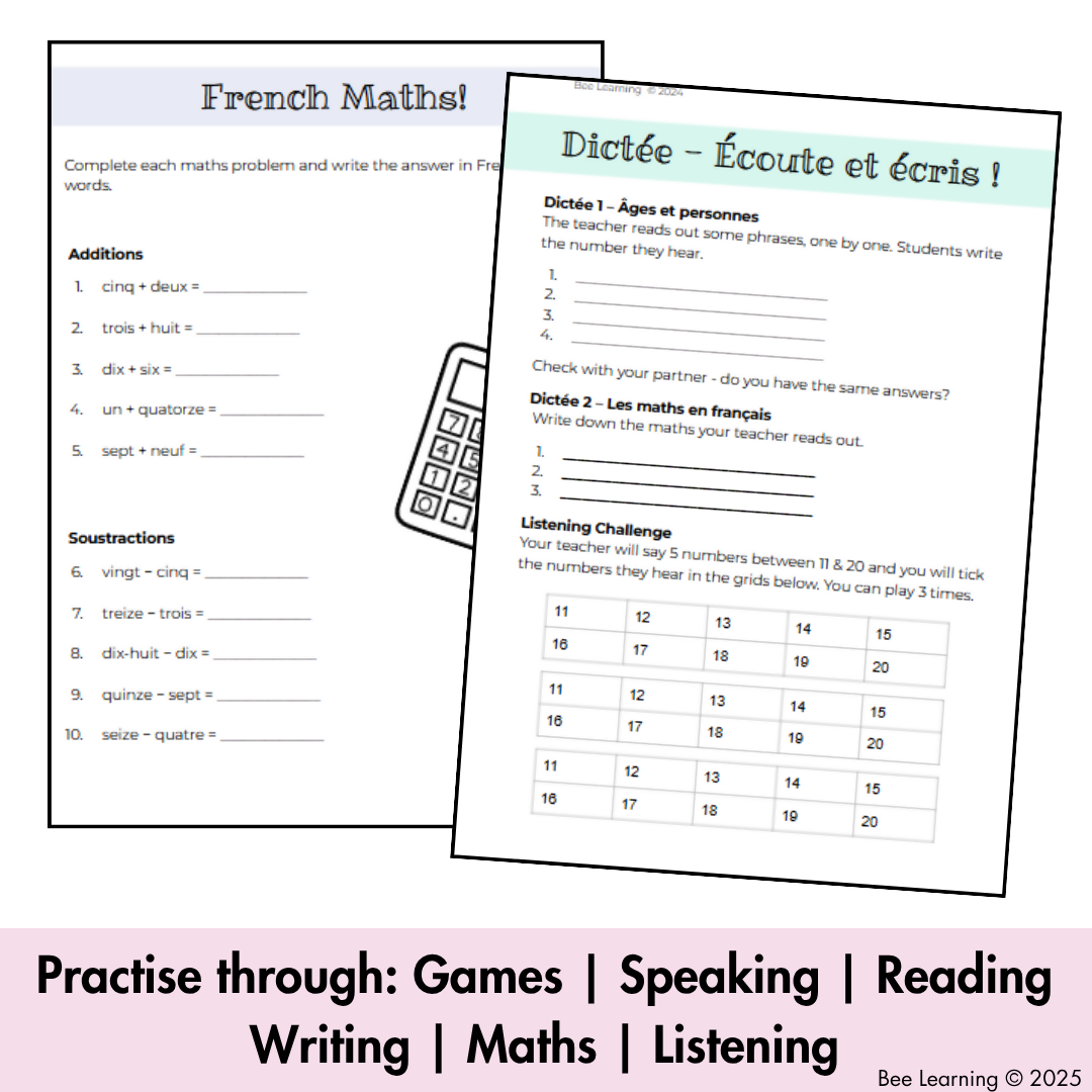 French Numbers 0–20 | Games, Speaking & Vocabulary Activities
