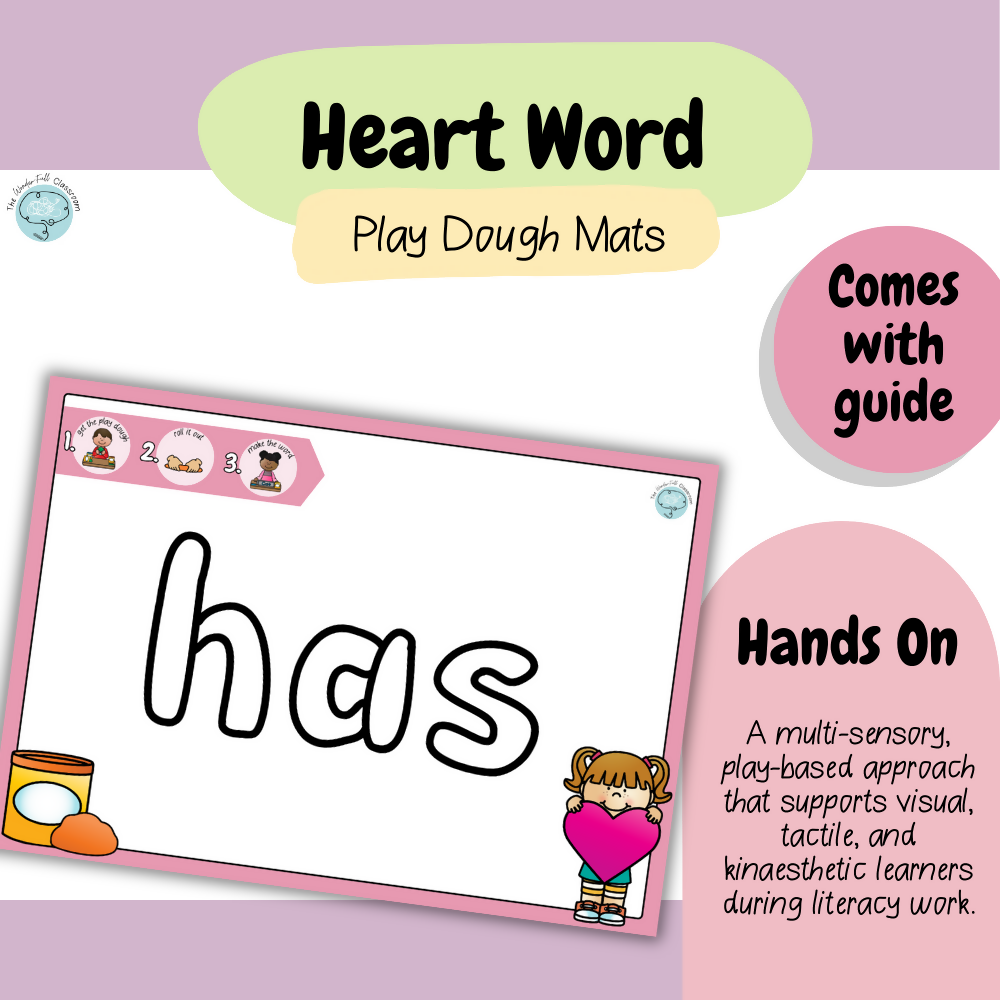 Heart Word Play Dough Mats | Hands On High Frequency Word Work