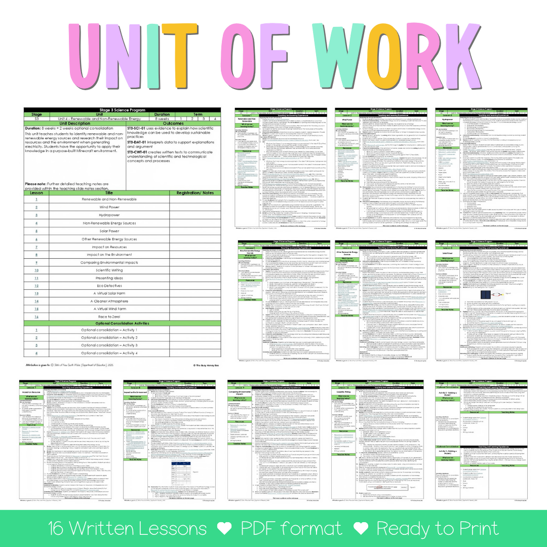 Stage 3 Year A NSW Science Sample Unit 4 Teaching Pack 2026