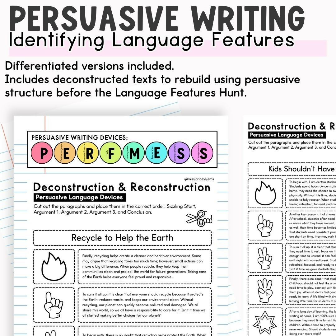 Opinion Writing Language Features and Structure I Identifying Persuasive Devices
