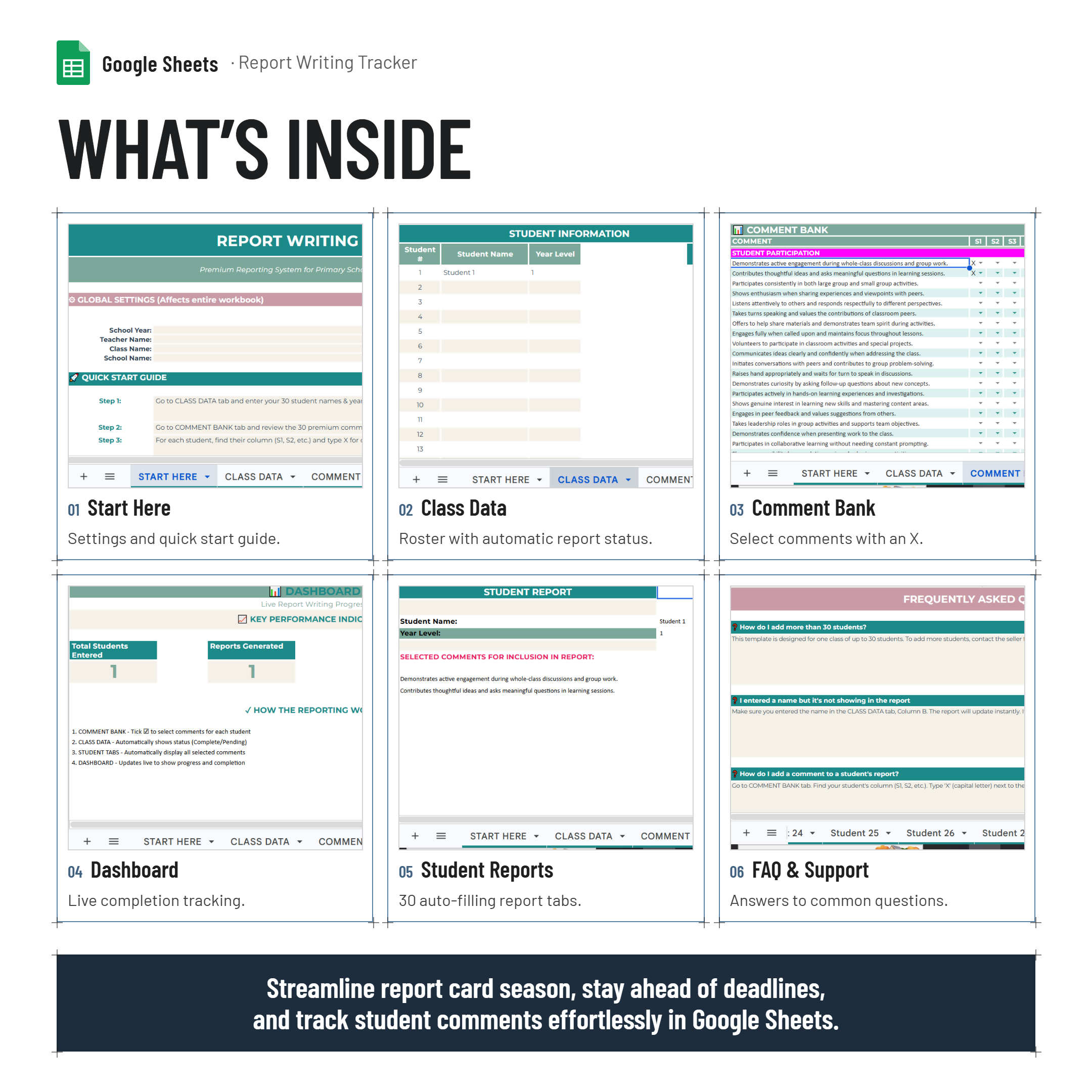 Report Writing Tracker and Dashboard| Google Sheets