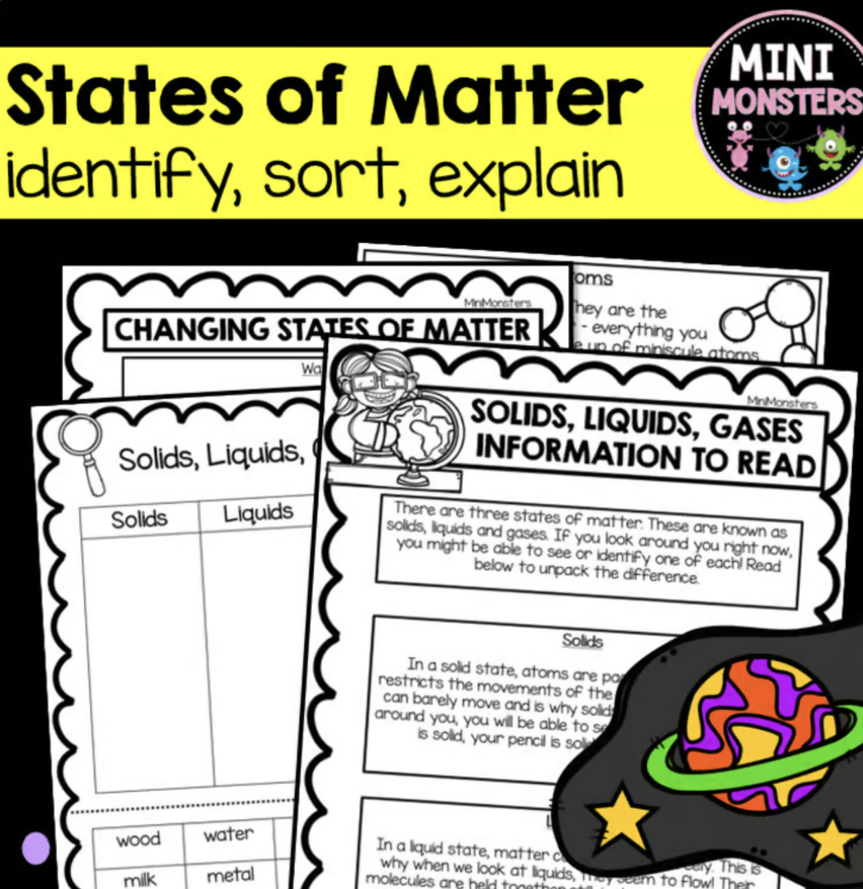 States of Matter Worksheets Year 3 4 5 | Solids Liquids Gases Activities | Changing States Science