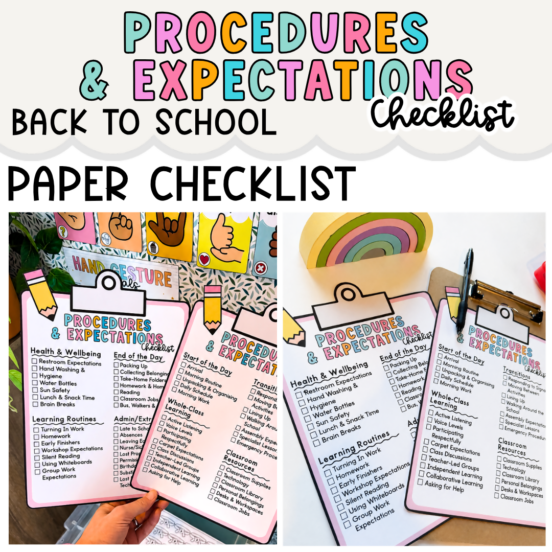 FREE Back to School Classroom Expectations Checklist I Procedures and Routines
