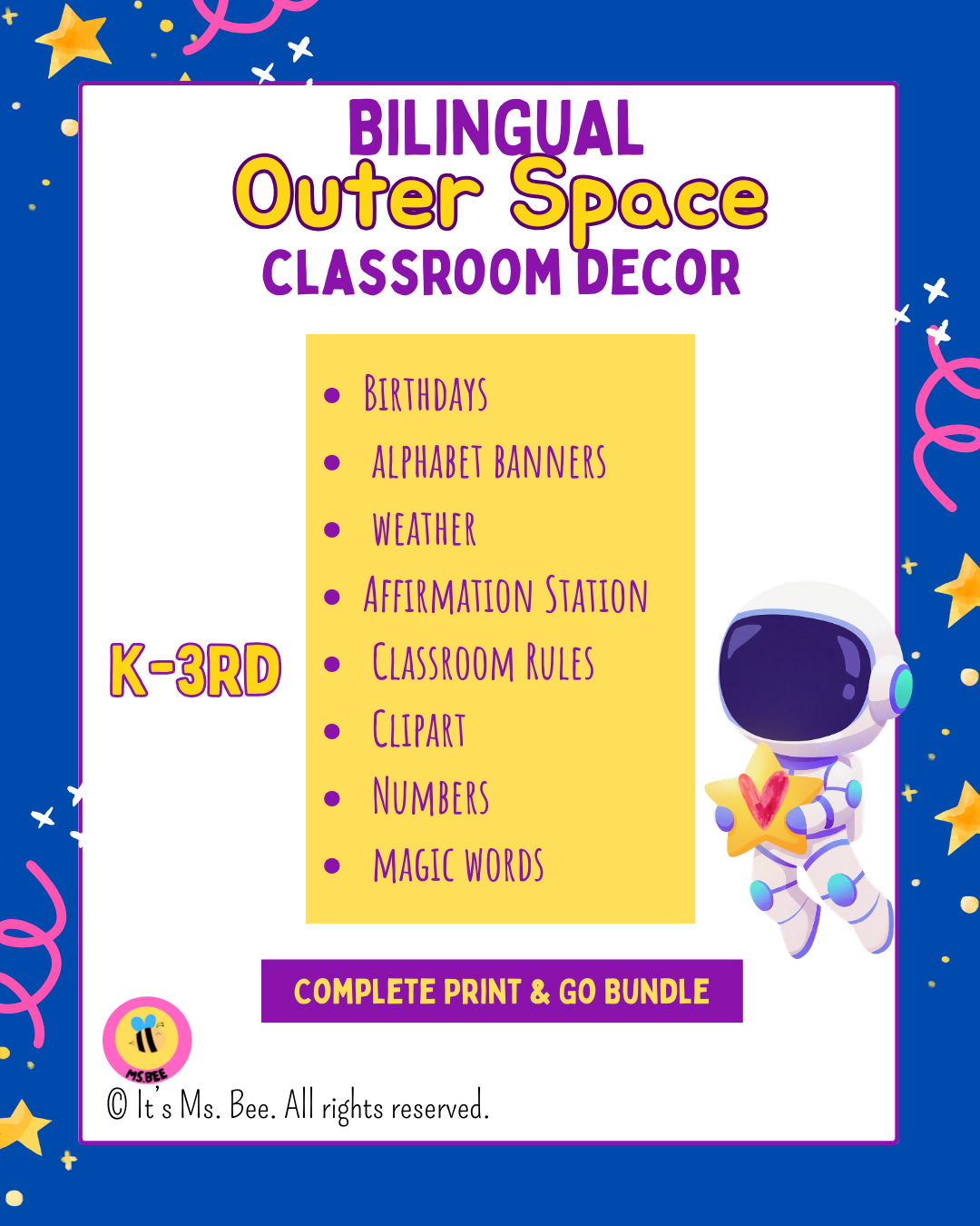 Outer Space Classroom Decor | Bilingual | Print & Go set!