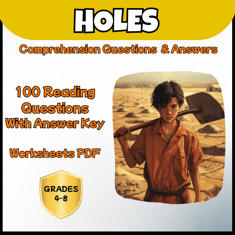 Holes Comprehension Questions and Answer Key PDF | Louis Sachar Novel Worksheets for Grades 4–6