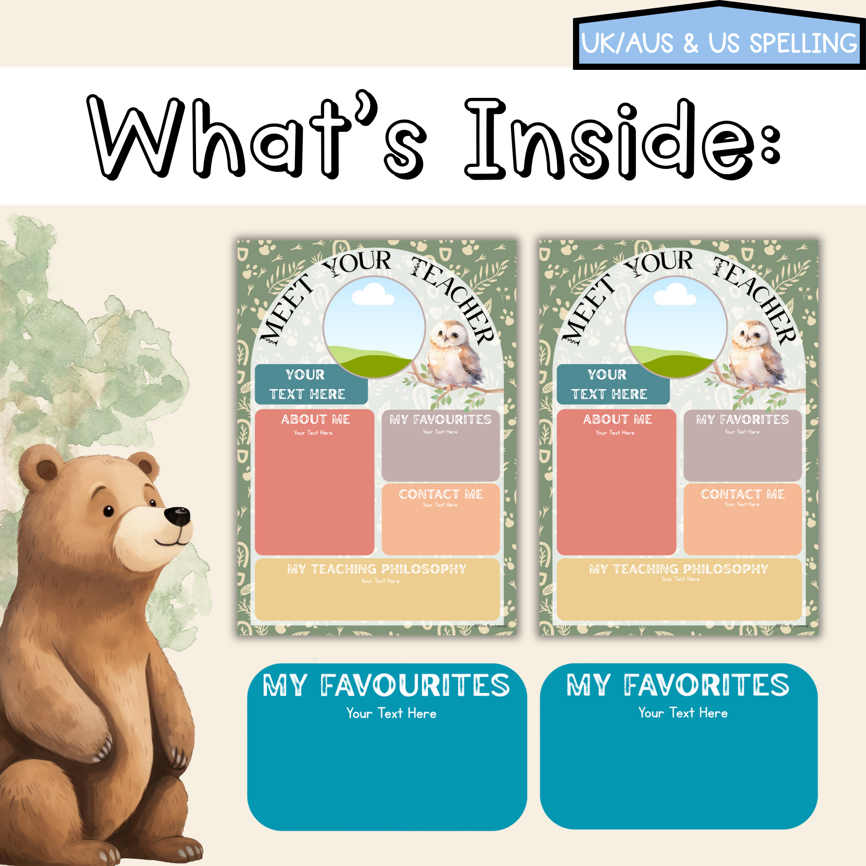 Forest Friends Meet the Teacher | Editable Back to School Decor Woodlands
