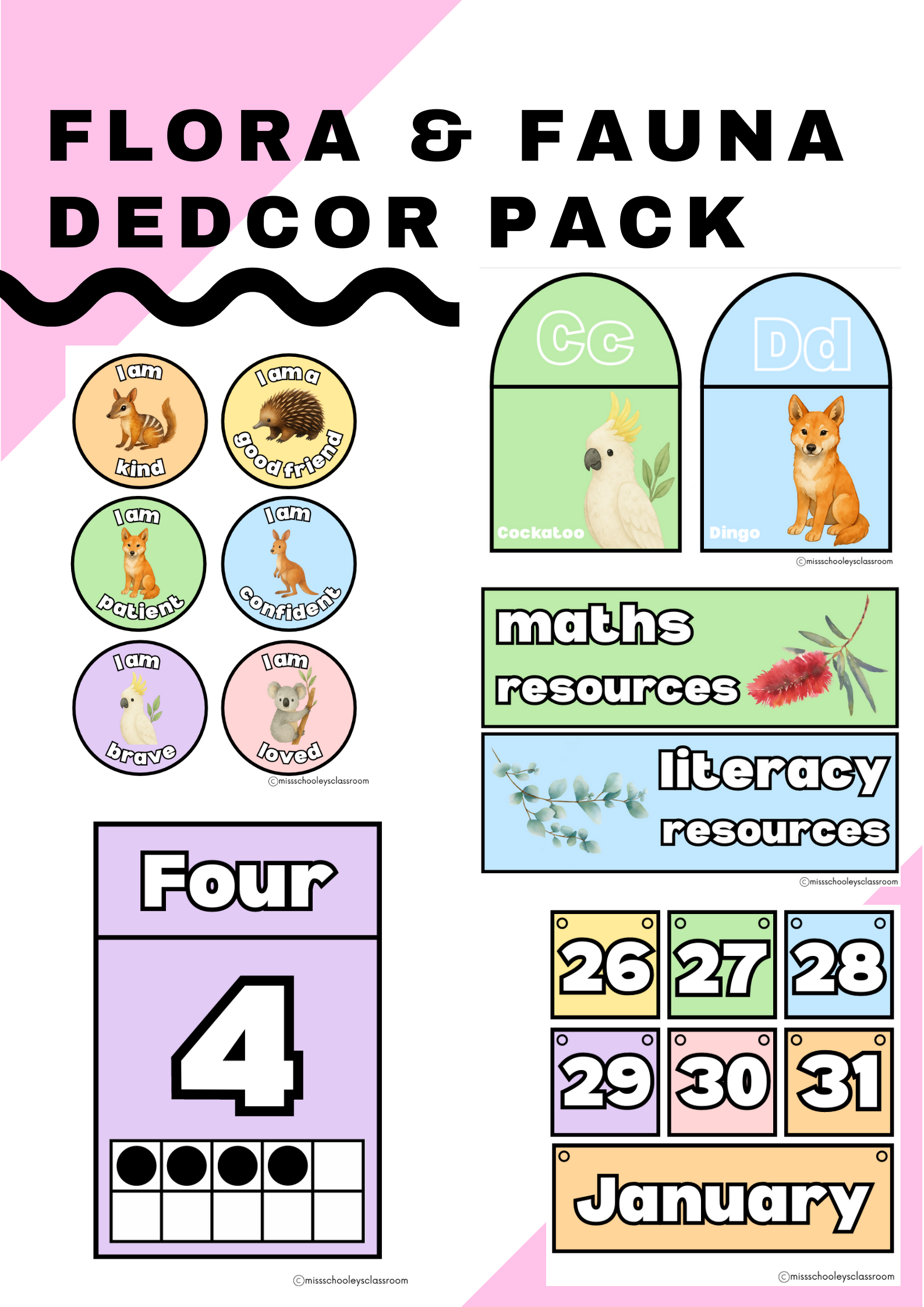 Australian Flora & Fauna Decor Pack