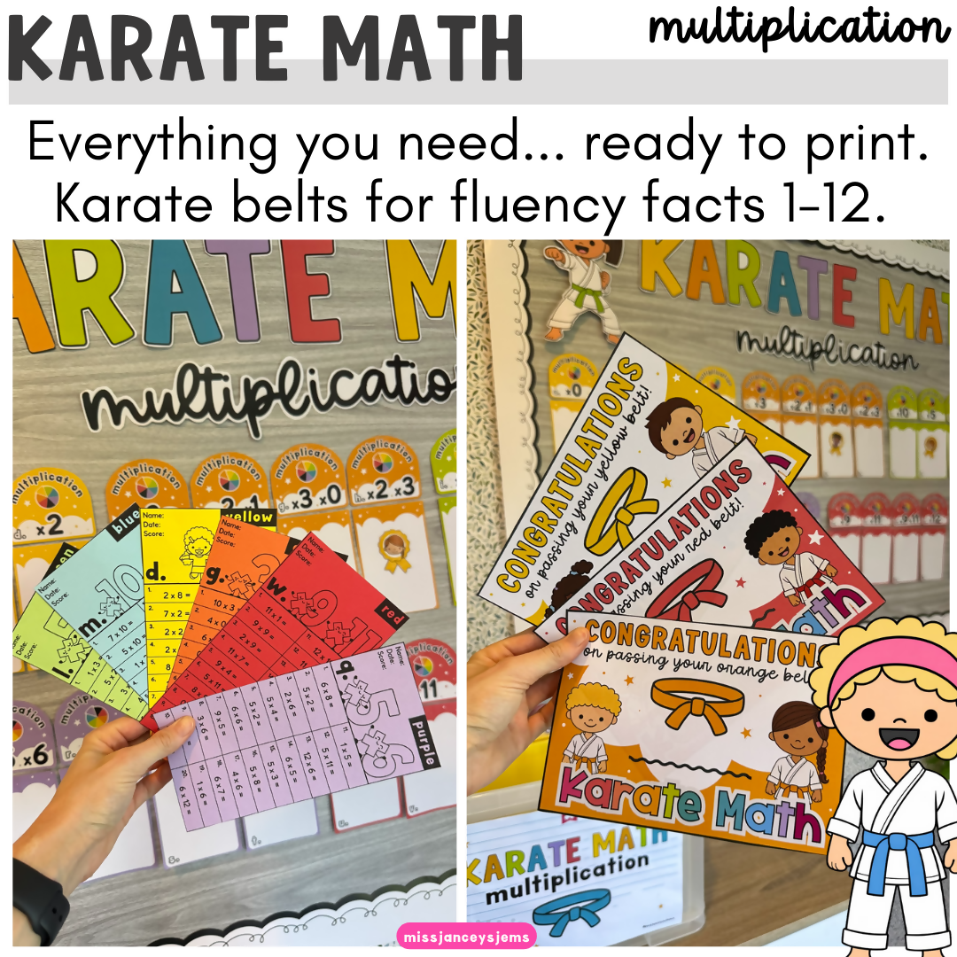 Multiplication Facts Fluency Practice | Multiplication Fluency Facts Game | Karate Math