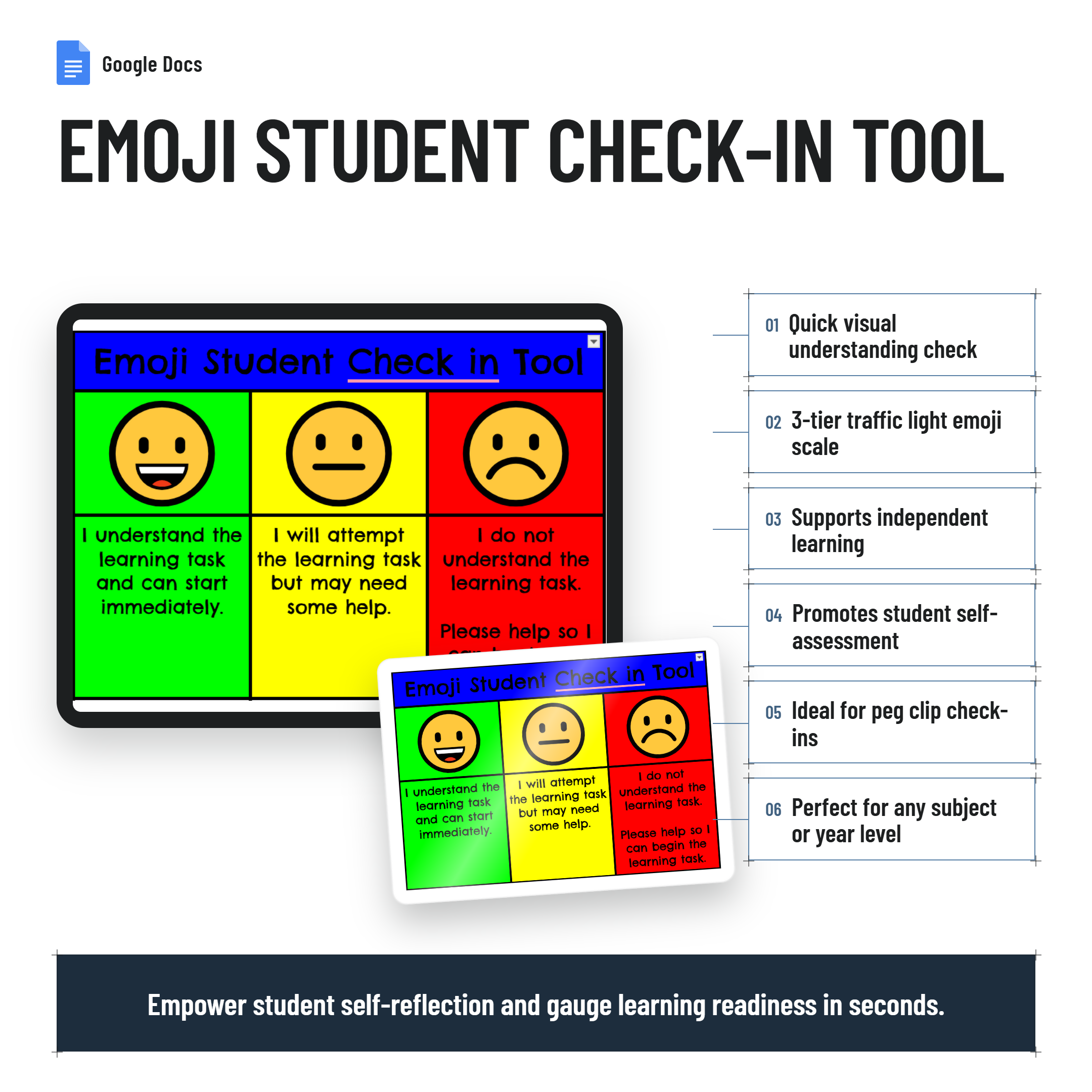 Emoji student check in about learning tool