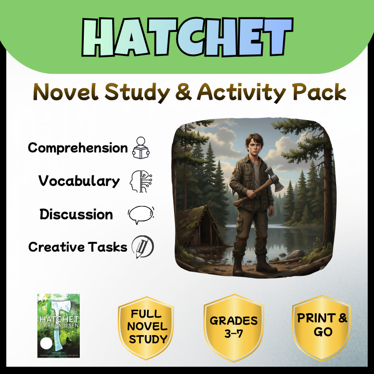 Hatchet Novel Study Unit | Complete Comprehension, Vocabulary, Writing & Activity Pack | Grades 5–8